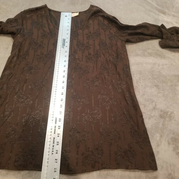 Marsha and Julio for Componix Womens Small Scoop Neck Brown Floral Jacquard Top - Picture 6 of 8